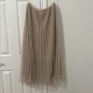 Chic Beige Tulle A-Line Skirt